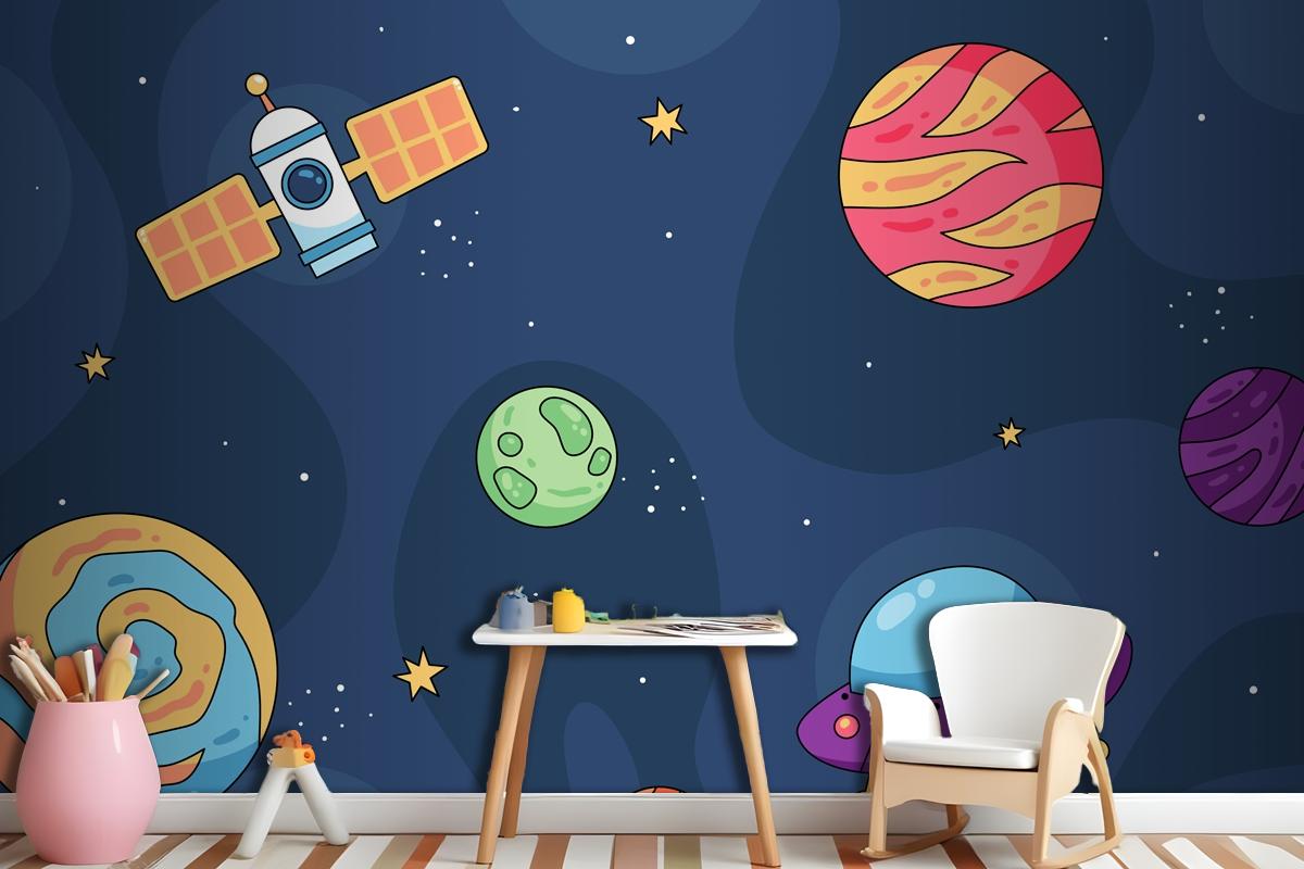 Hand Drawn Galaxy Kids Wallpaper Mural