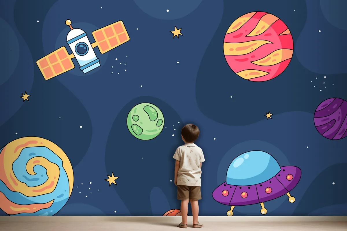 Hand Drawn Galaxy Kids Wallpaper Mural