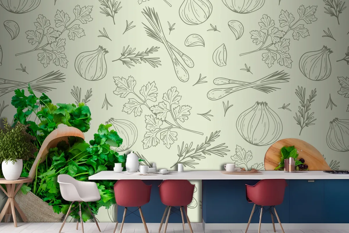 Hand Drawn Pattern Background Kitchen Wallpaper Mural