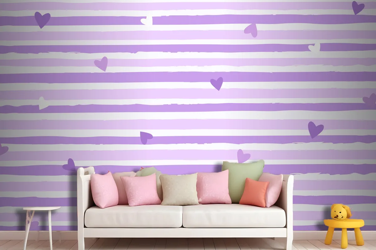 Hand Drawn Purple Striped Background Wallpaper Mural