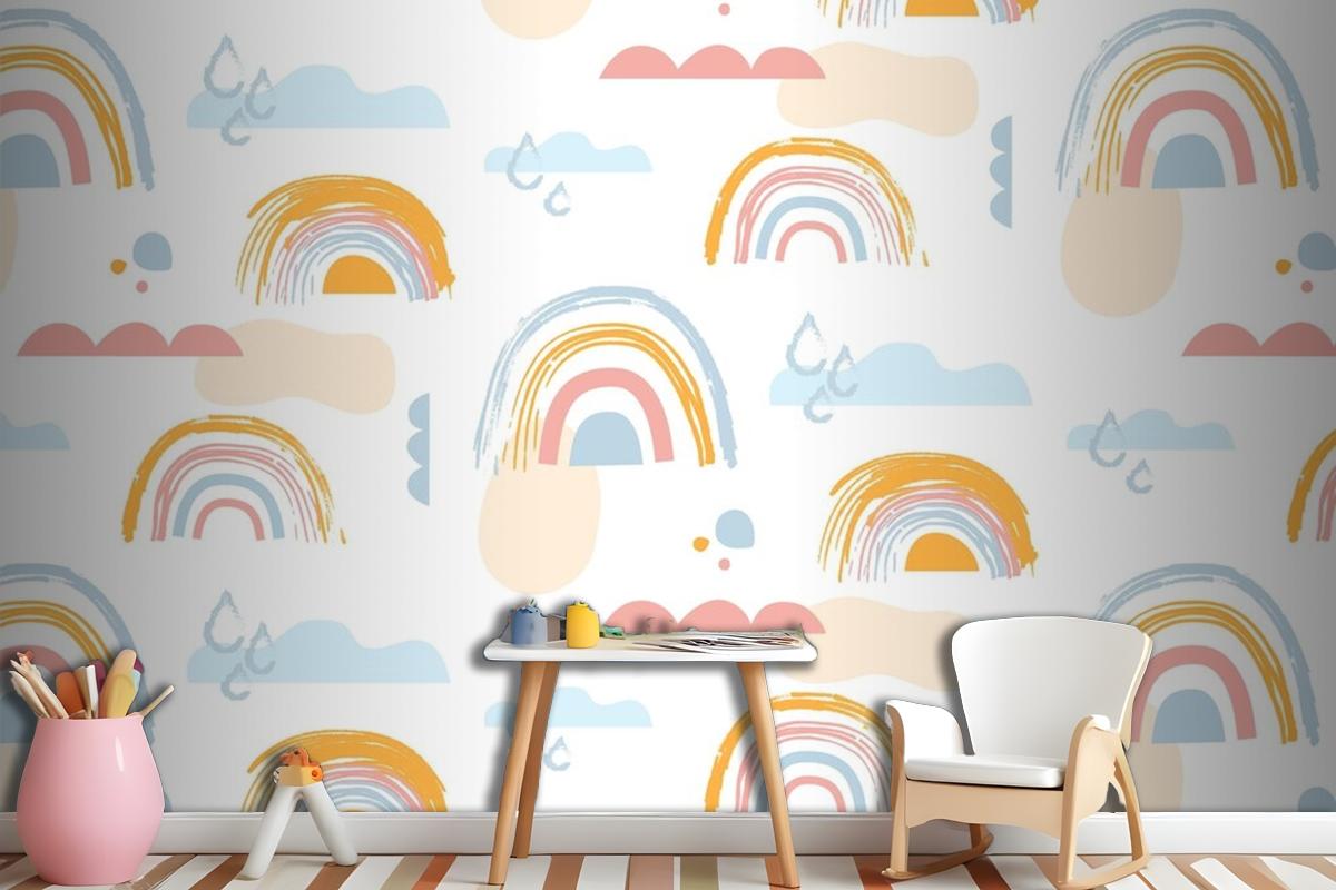 Hand Drawn Rainbow Pattern Design Girl Wallpaper Mural