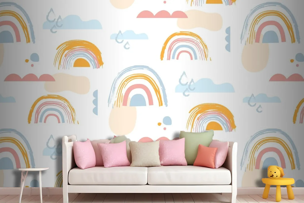 Hand Drawn Rainbow Pattern Design Girl Wallpaper Mural