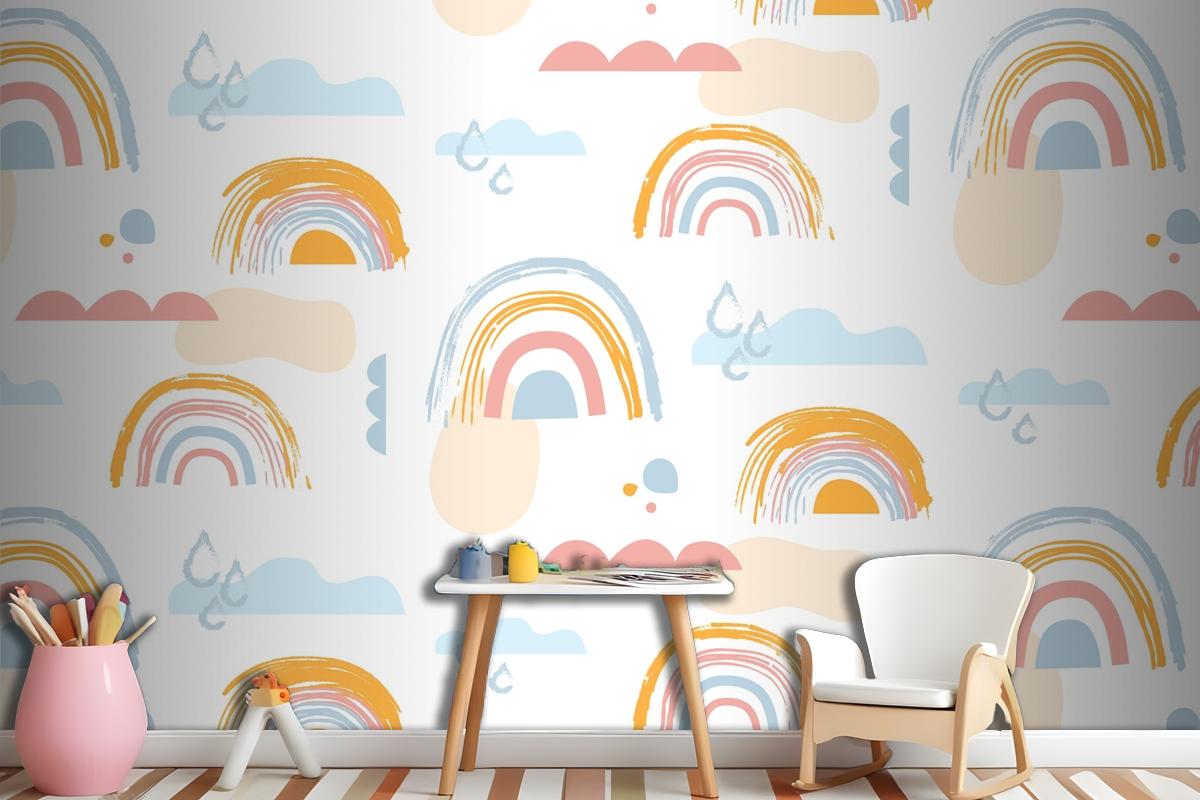 Hand Drawn Rainbow Pattern Design Wallpaper Mural