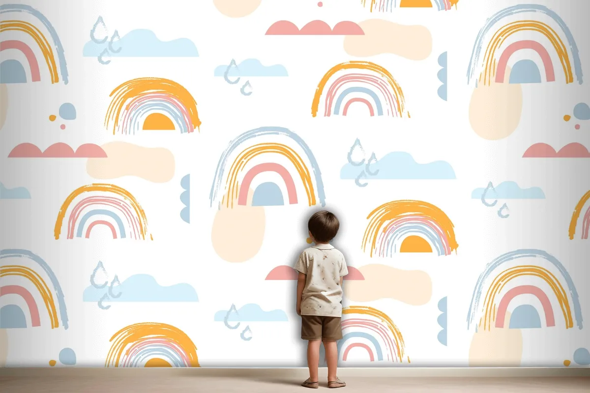 Hand Drawn Rainbow Pattern Design Wallpaper Mural