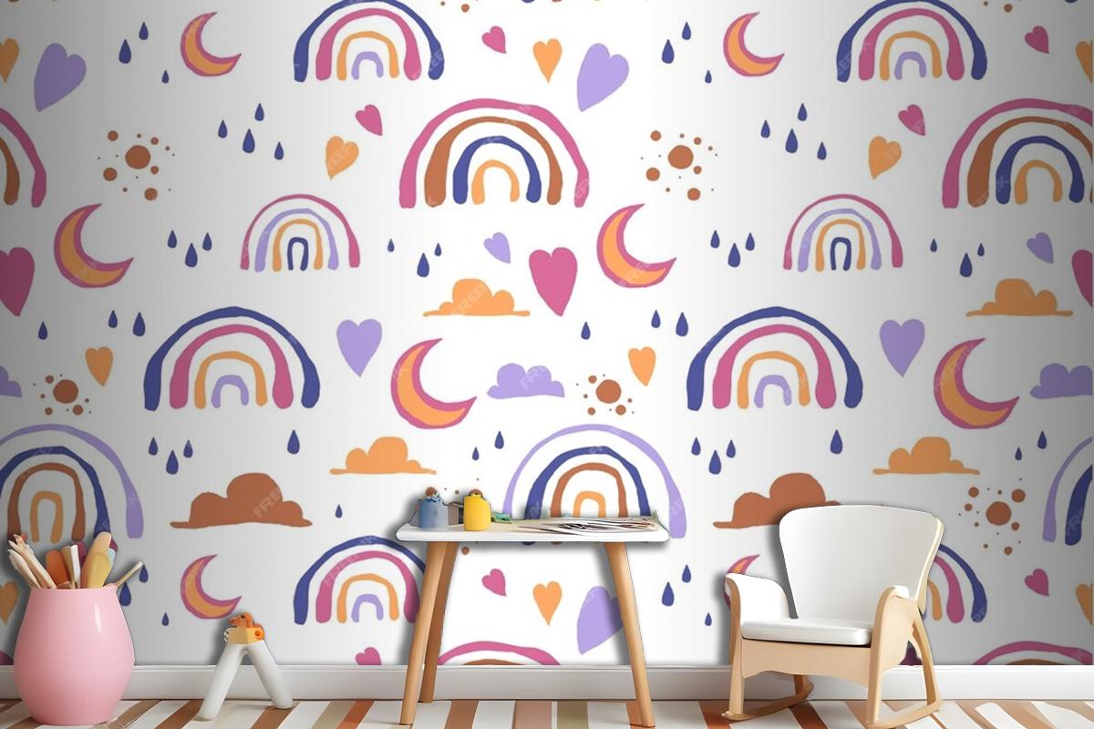 Hand Drawn Rainbow Pattern Design Wallpaper Mural