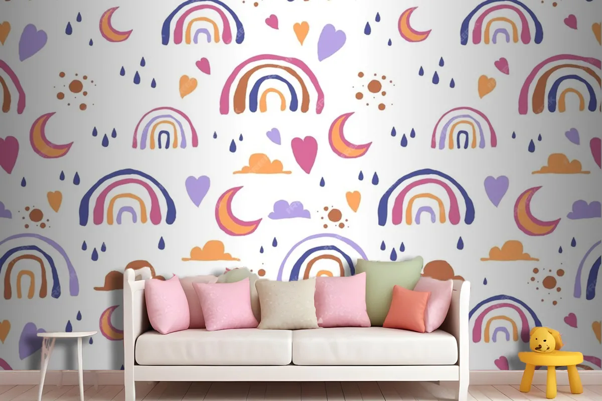 Hand Drawn Rainbow Pattern Design Wallpaper Mural