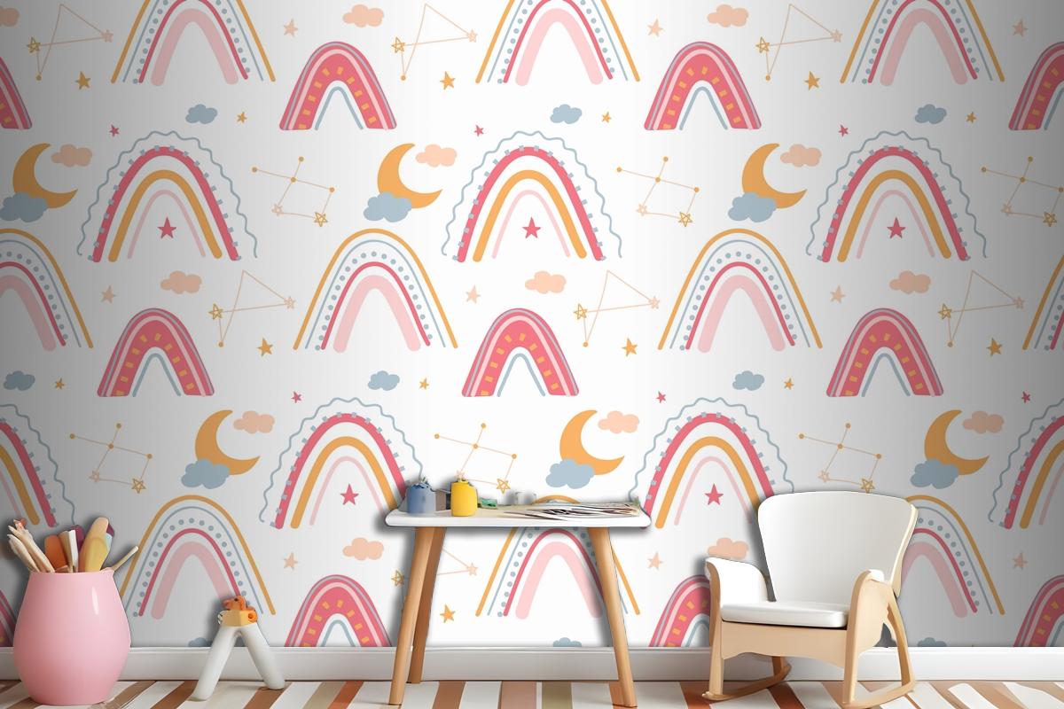 Hand Drawn Rainbow Pattern Wallpaper Mural