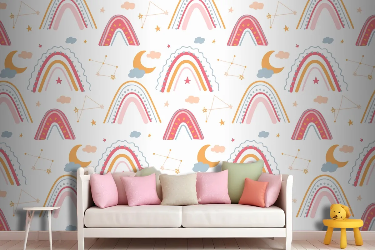 Hand Drawn Rainbow Pattern Wallpaper Mural