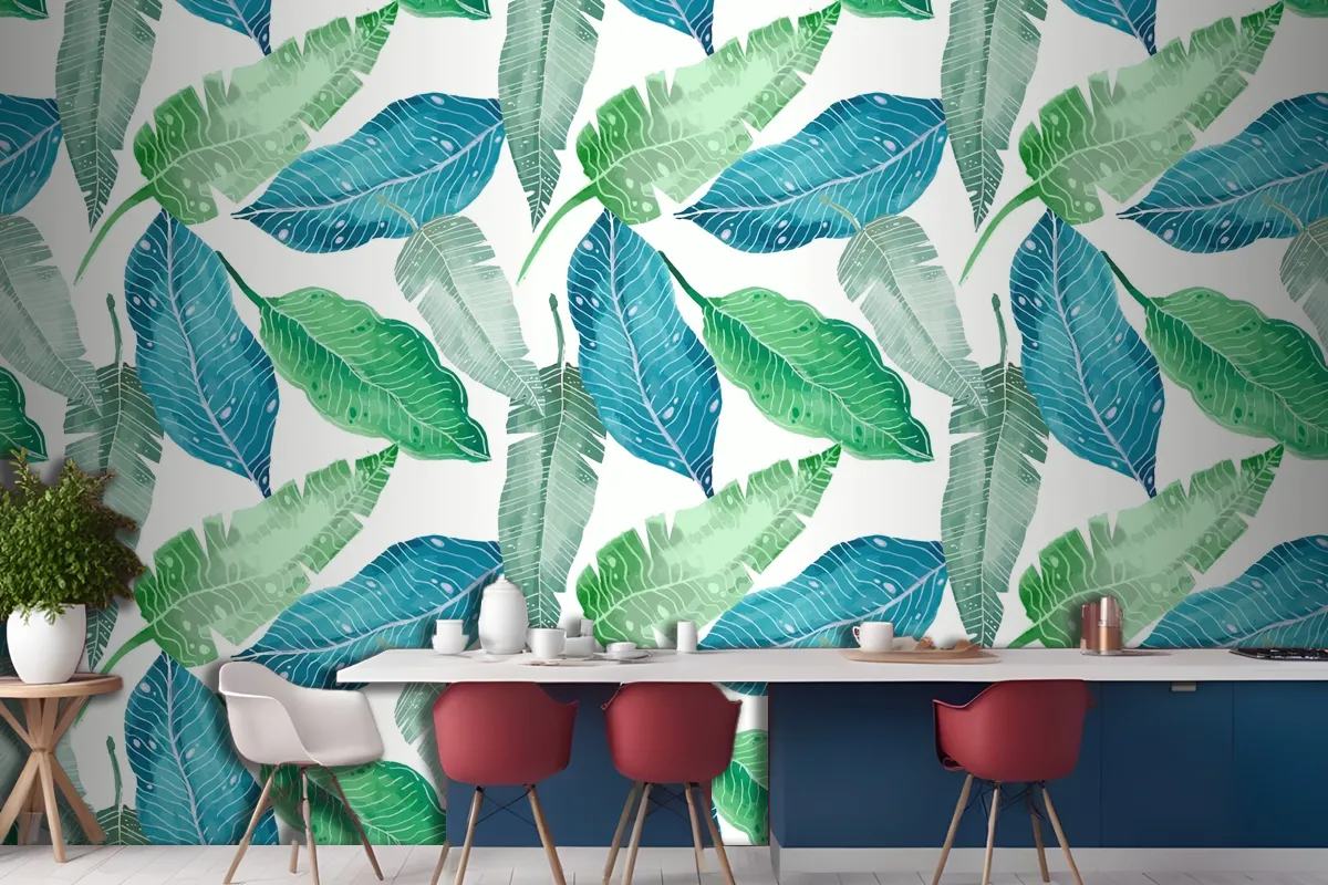 Hand Painted Summer Tropical Pattern Wallpaper Mural