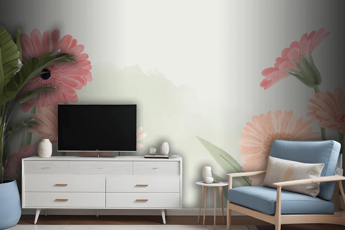 Hand Painted Watercolor Floral Background Wallpaper Mural