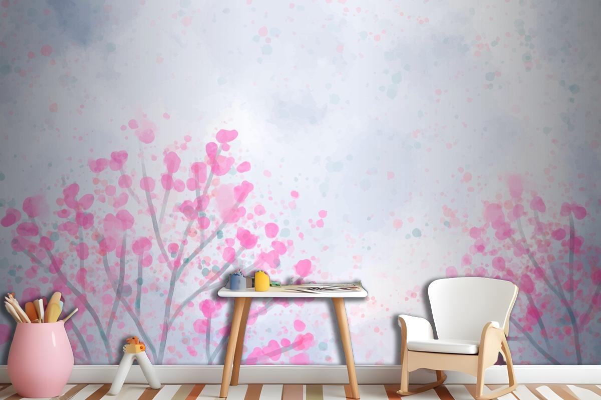 Hand Painted Watercolor Nature Background Wallpaper Mural