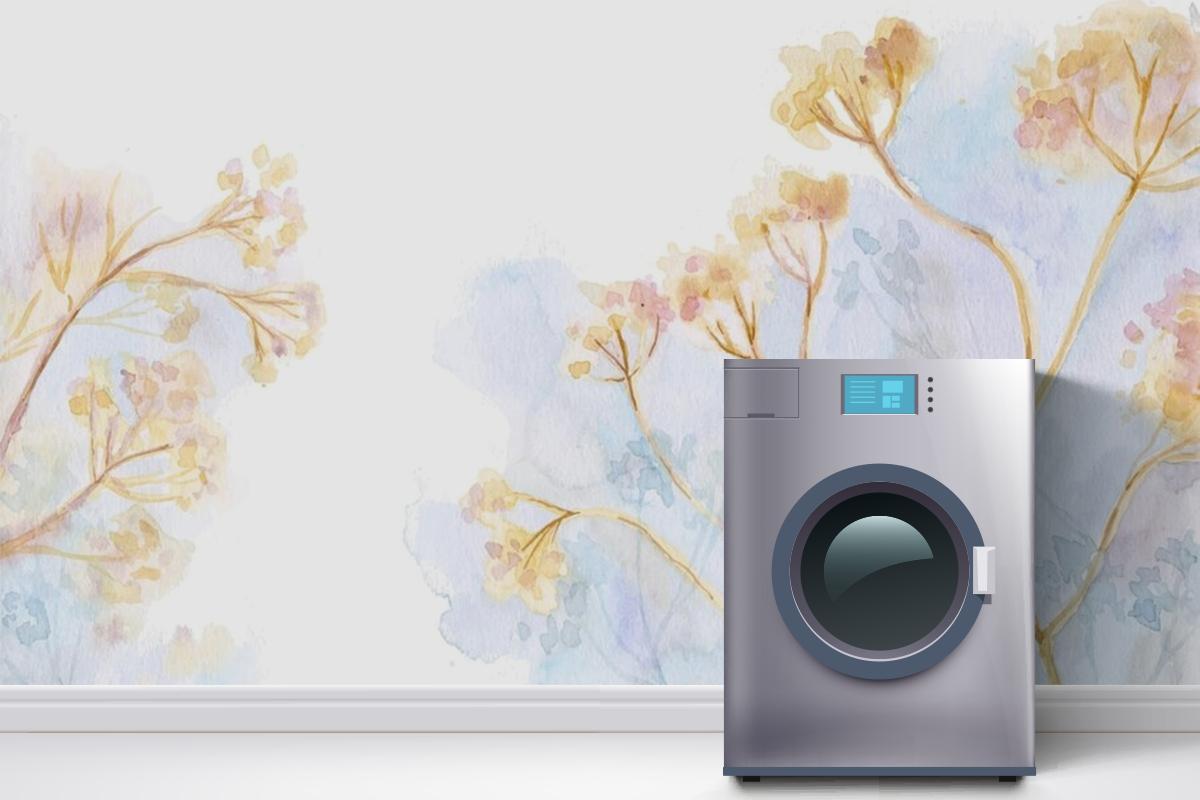 Hand Painted Watercolor Nature Laundry Room Wallpaper Mural