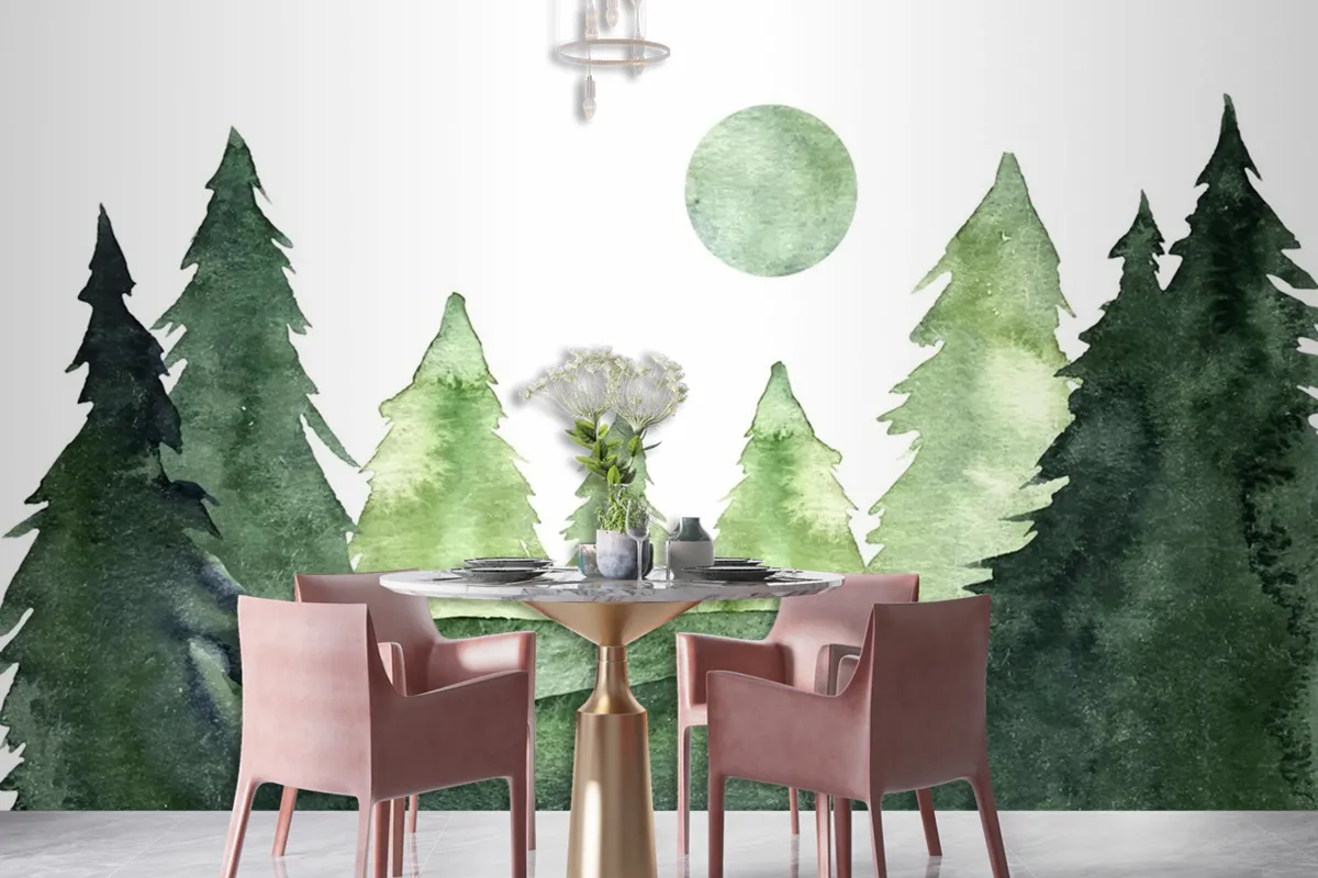 Hand Painted Watercolor Nature Background Wallpaper Mural 