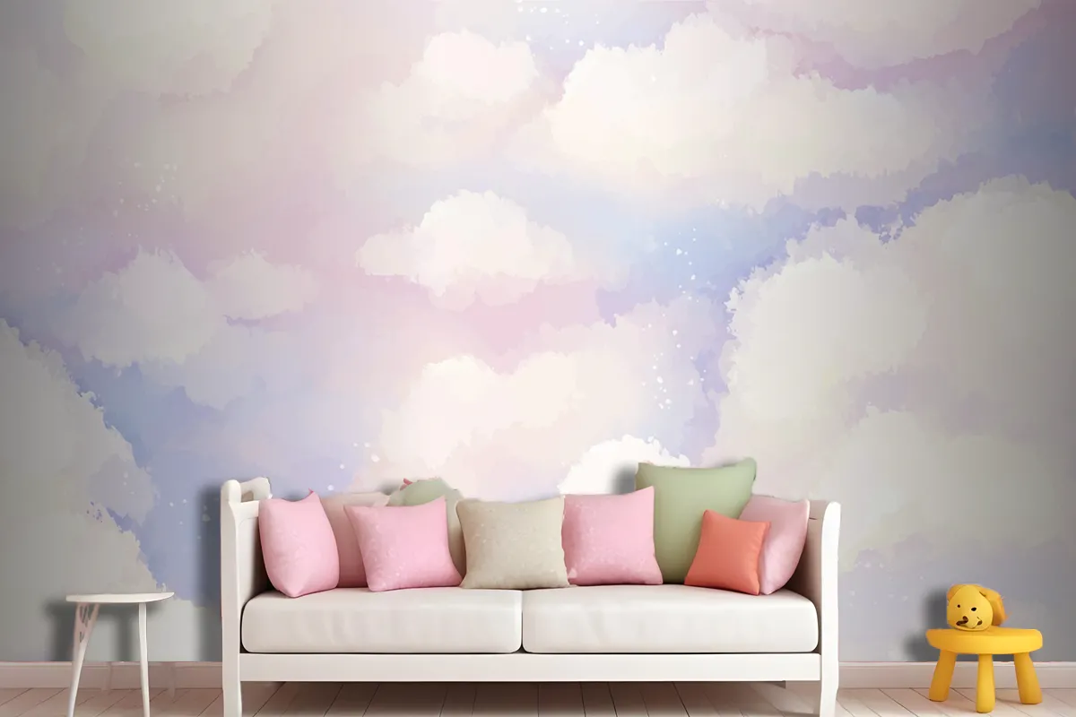 Hand Painted Watercolor Pastel Sky Background Wallpaper Mural