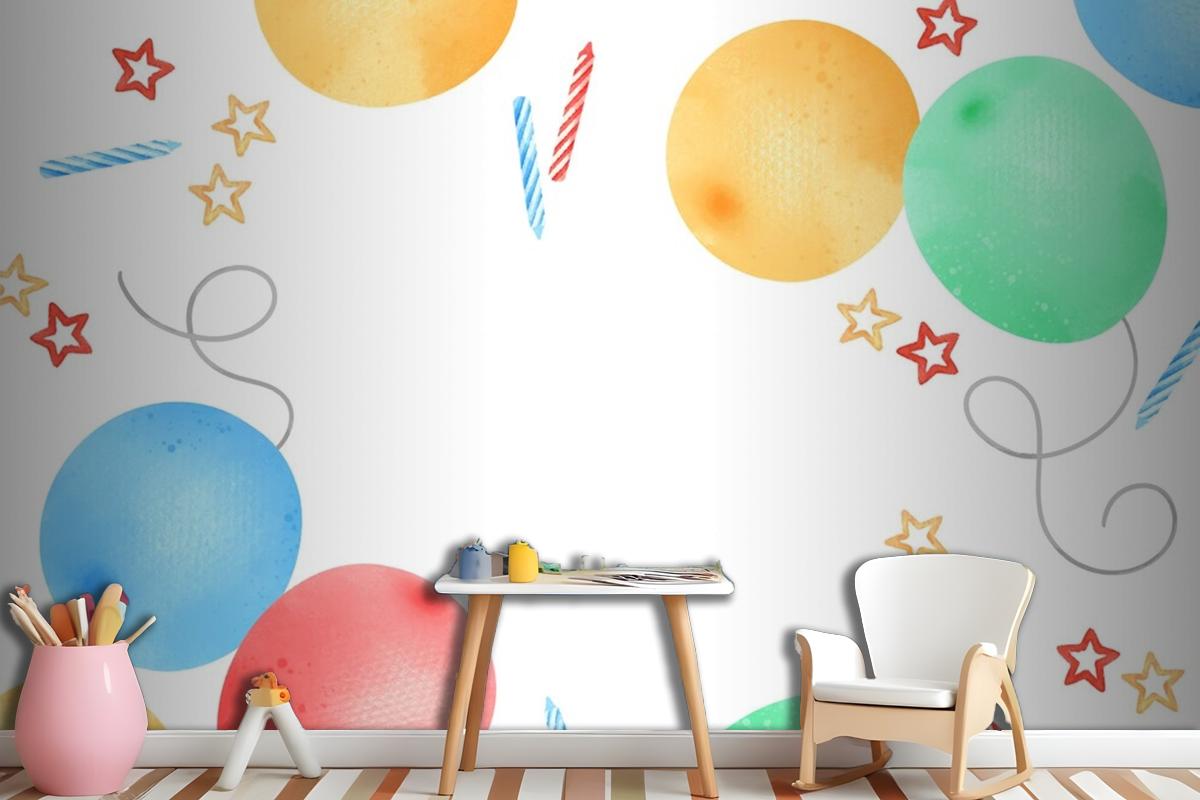 Happy Birthday Watercolor Frame Wallpaper Mural