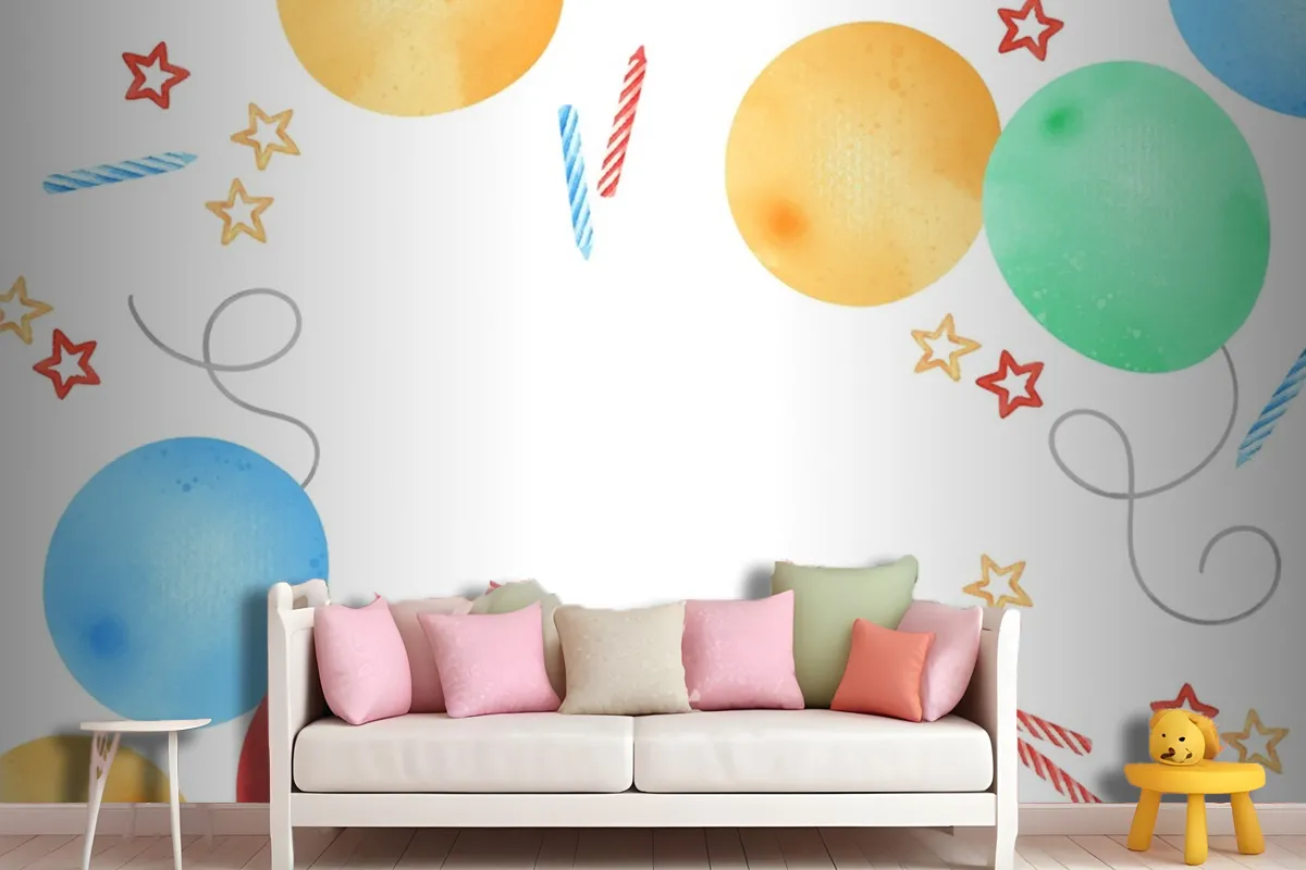 Happy Birthday Watercolor Frame Wallpaper Mural