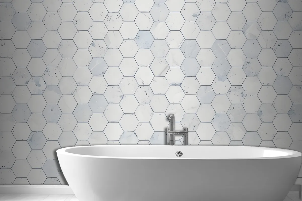 Hexagon Tile Terrazzo Pattern Wallpaper Mural