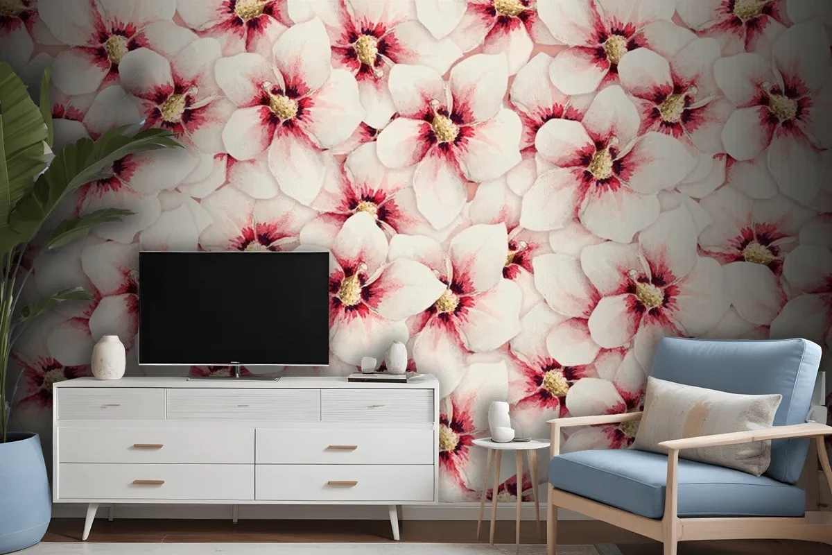 Hibiscus Flower Pattern Background Wallpaper Mural