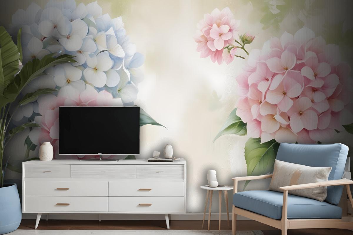 Hydrangea Floral Art Wallpaper Mural