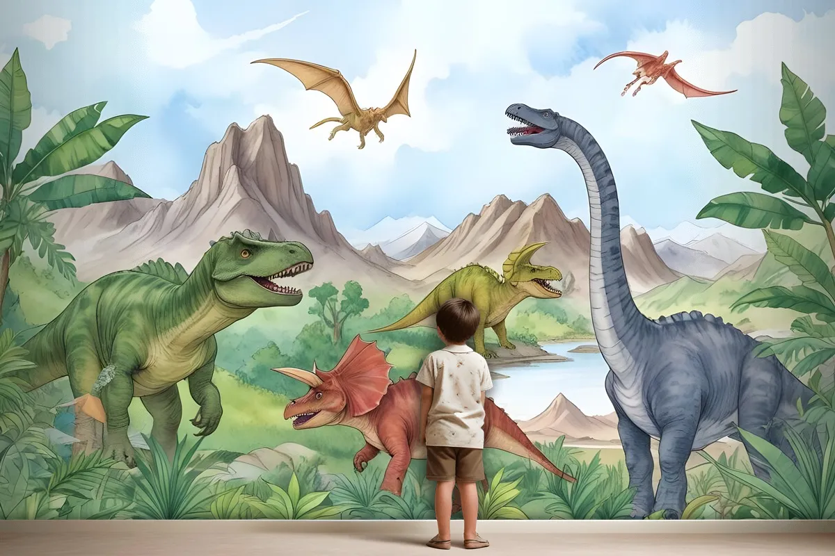 Kids Prehistoric Dinosaur Wallpaper Mural