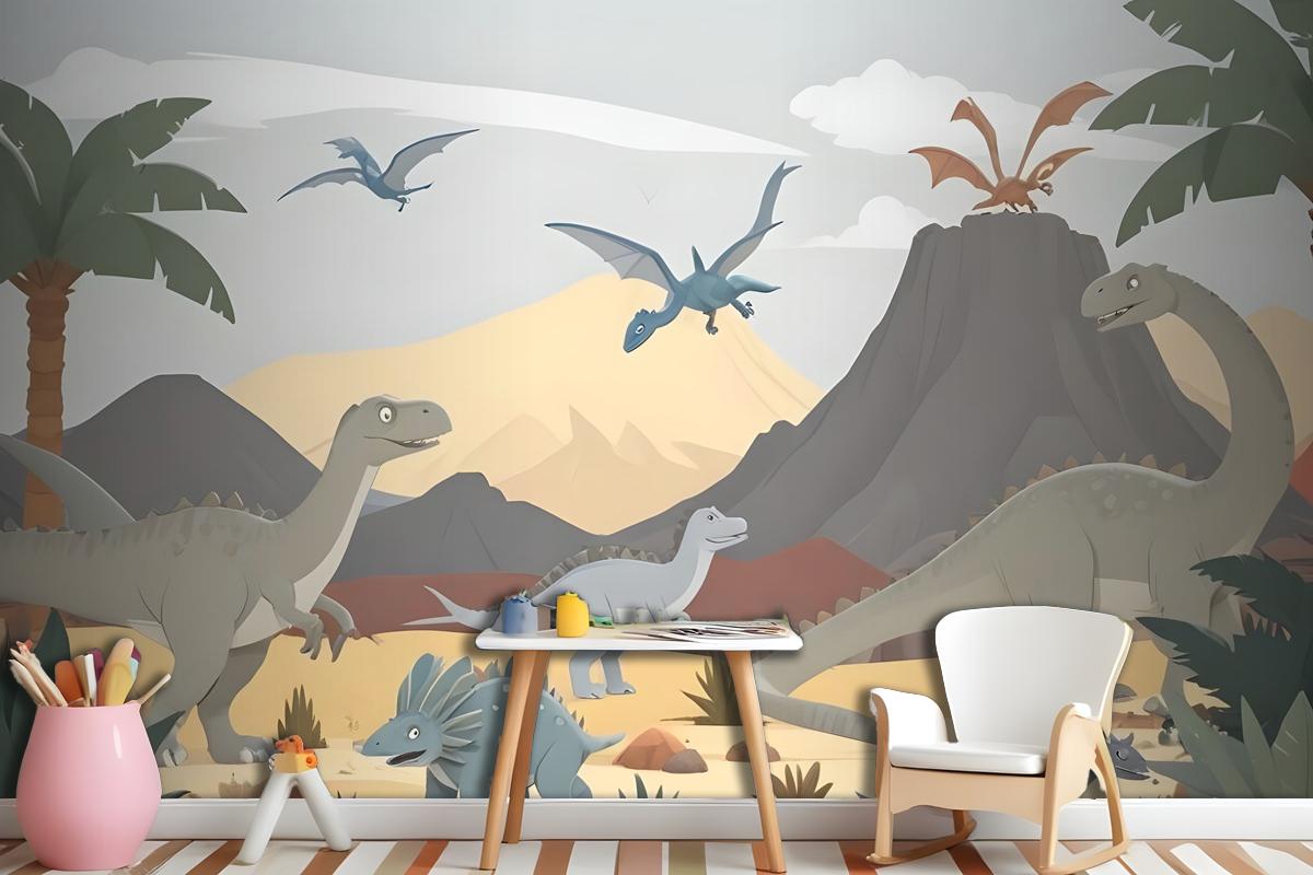 Kids Soft Dinosaurs Wallpaper Mural