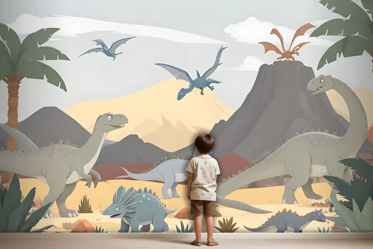 Kids Soft Dinosaurs Wallpaper Mural