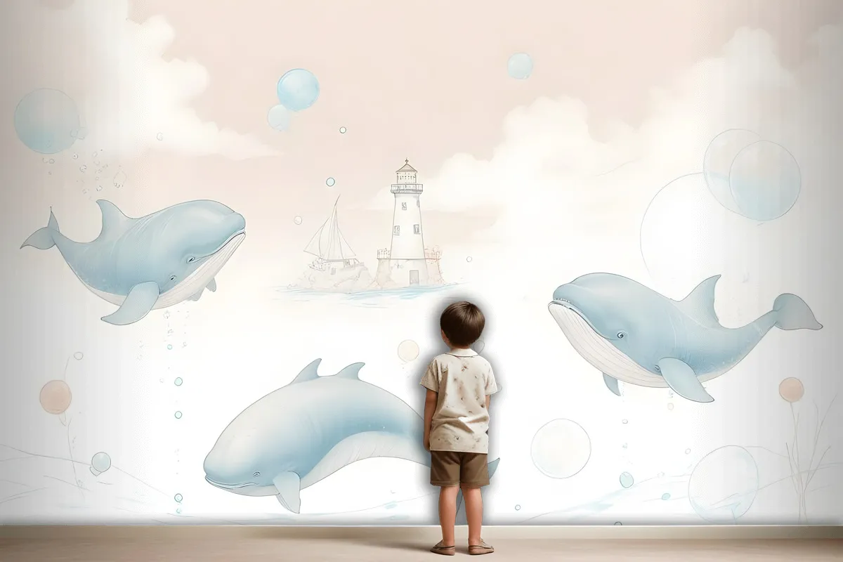 Kids Soft Whale Undersea Life Wallpaper Mural