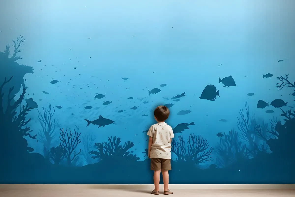 Kids Underwaters And Fishes Wallpaper Mural