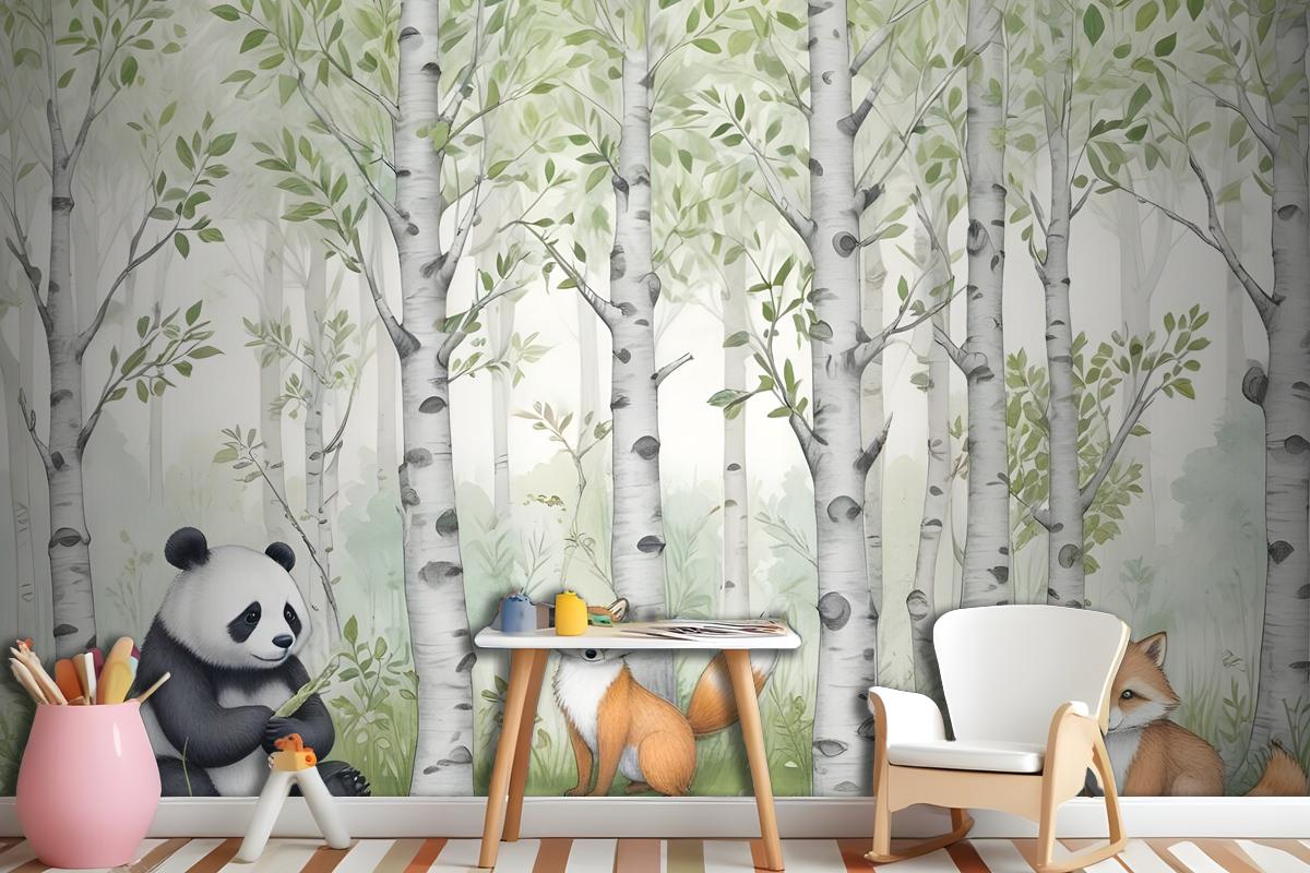 Kids Woodland Animals In The Forest Wallpaper Mural