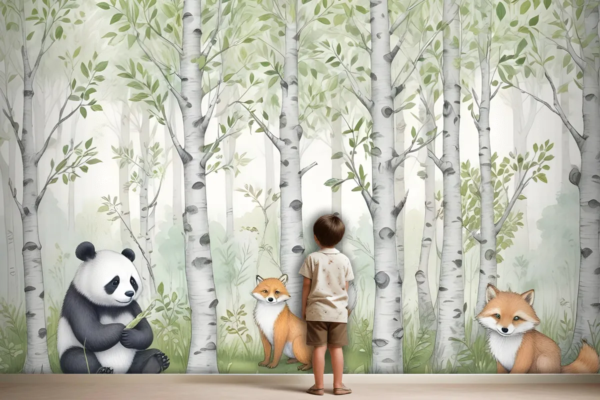 Kids Woodland Animals In The Forest Wallpaper Mural