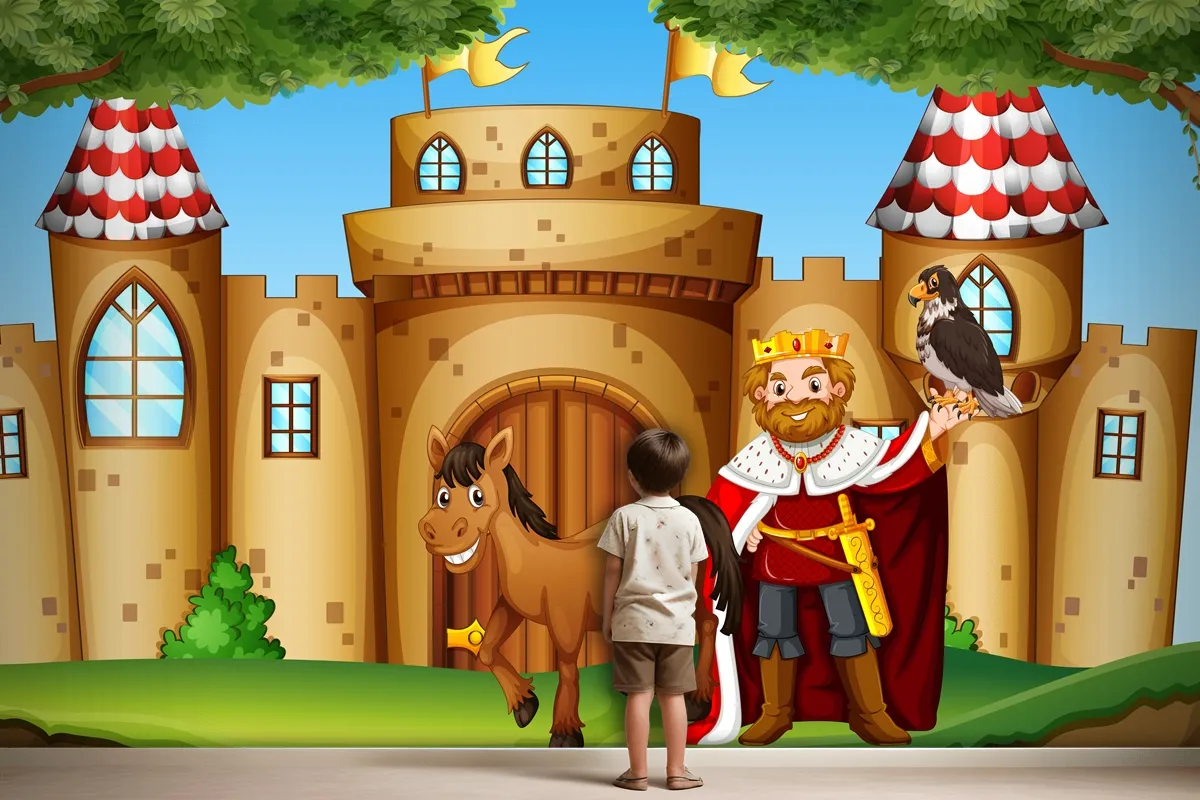 King And Horse At The Castle Wallpaper Mural