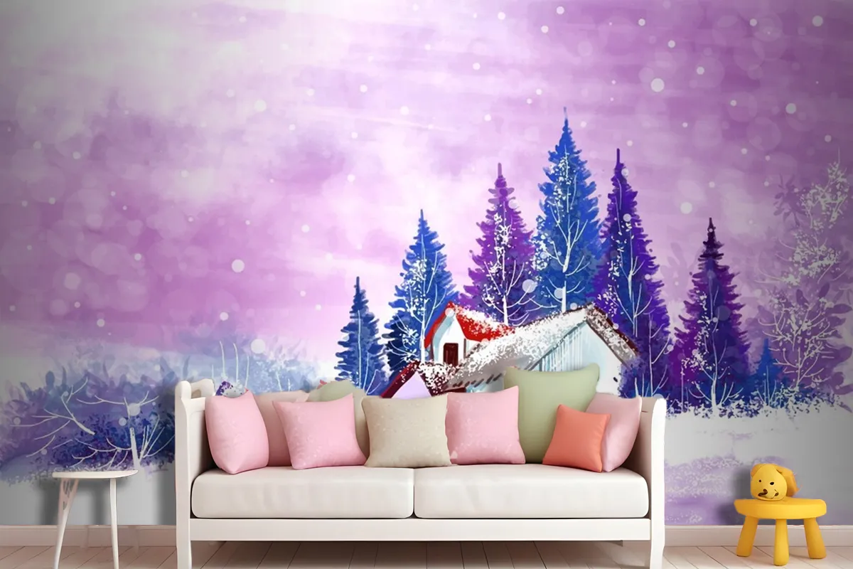 Landscape For Winter And New Year Holidays Christmas Wallpaper Mural