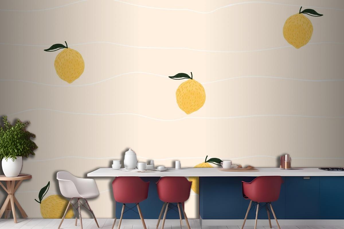 Lemon Background Kitchen Wallpaper Mural