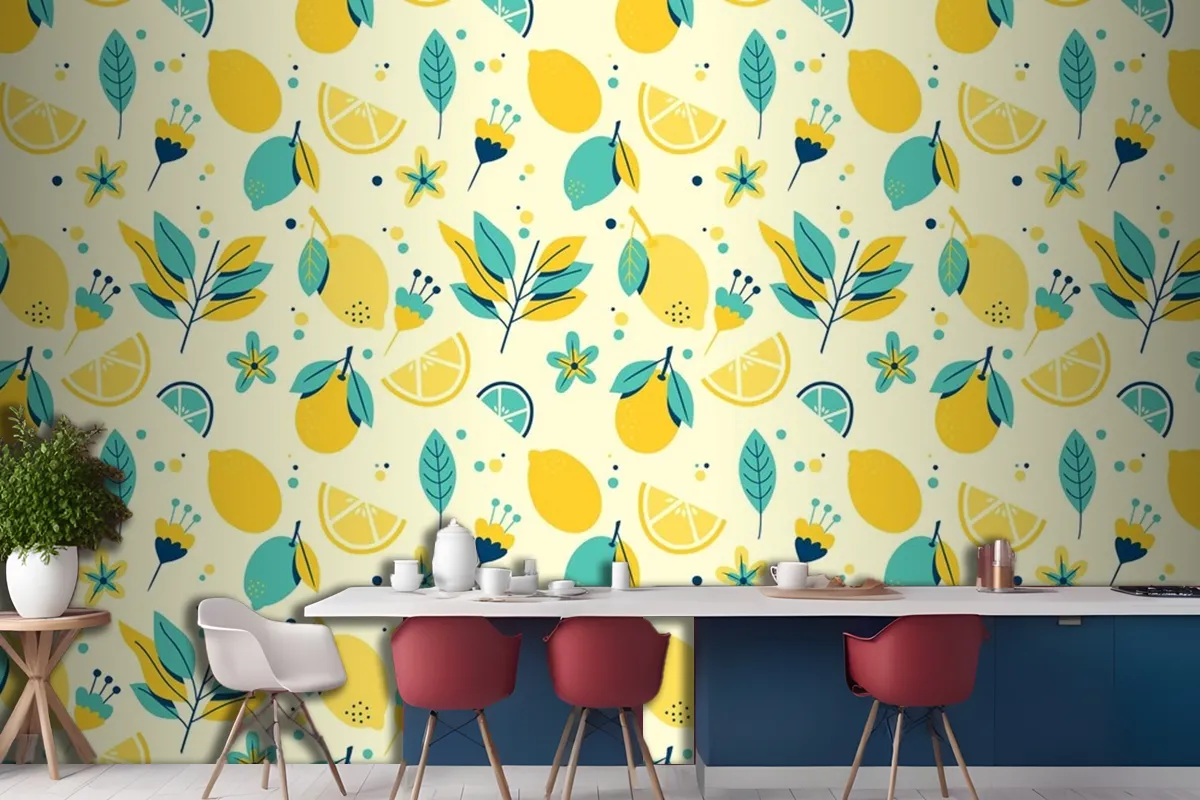 Lemon Summer Pattern Wallpaper Theme Wallpaper Mural