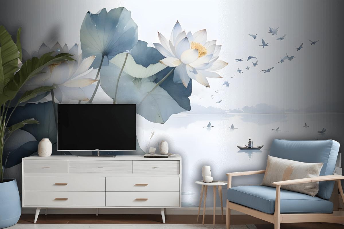 Lotus Floral Art Wallpaper Mural