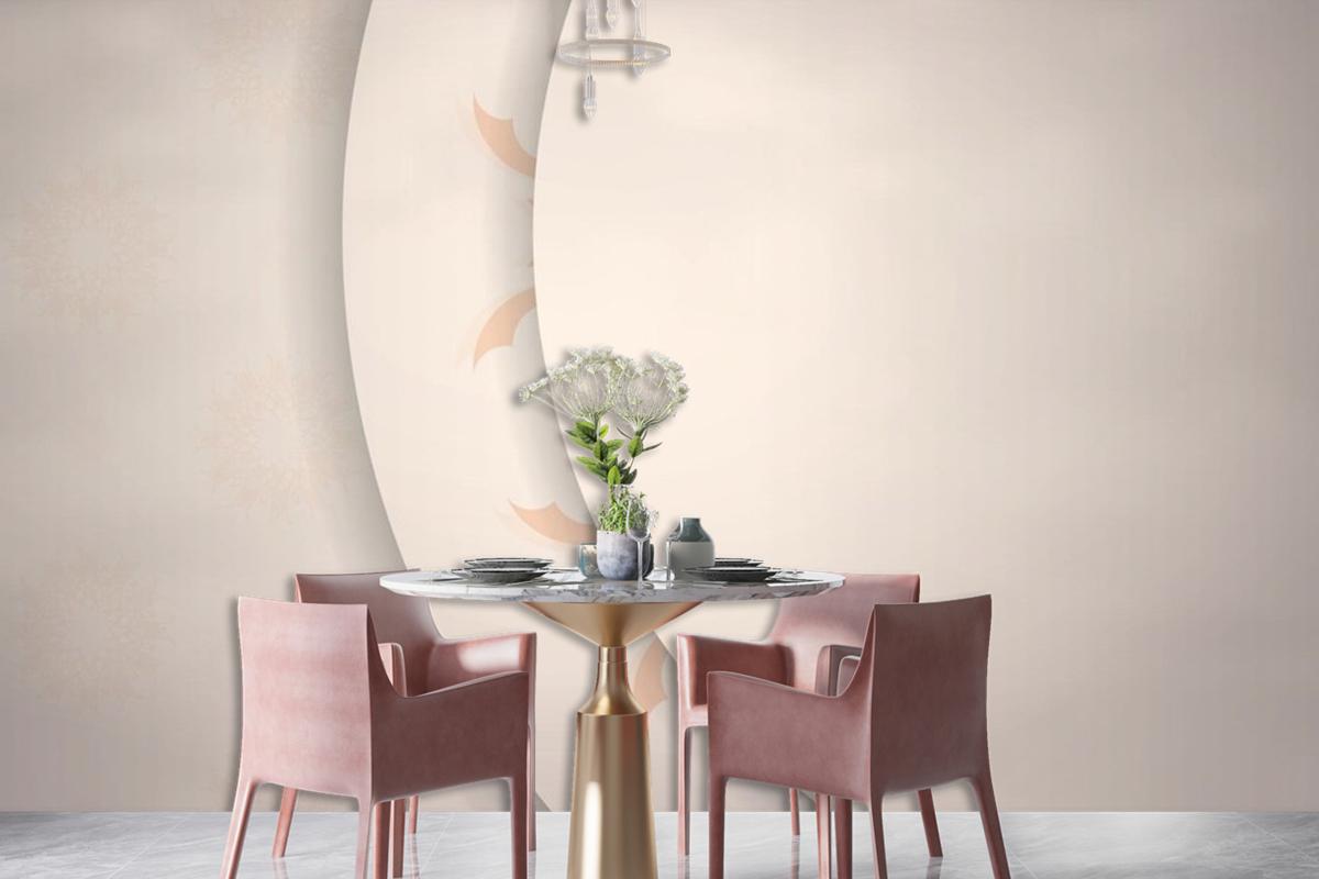 Beige Color With Template Dining Room Wallpaper Mural