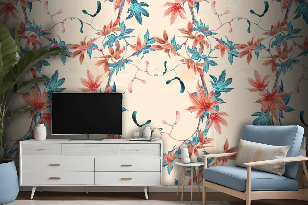 Maple Leaf Pattern Background Wallpaper Mural