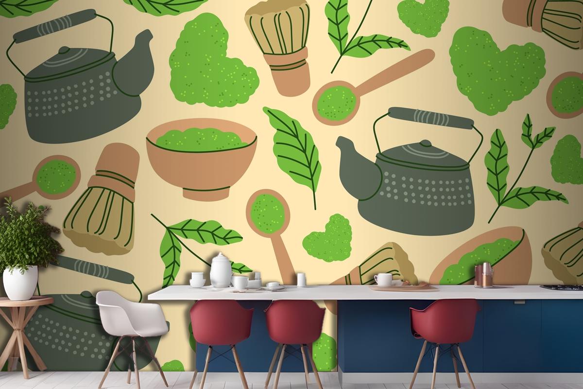 Matcha Tea Kitchen Wallpaper Mural