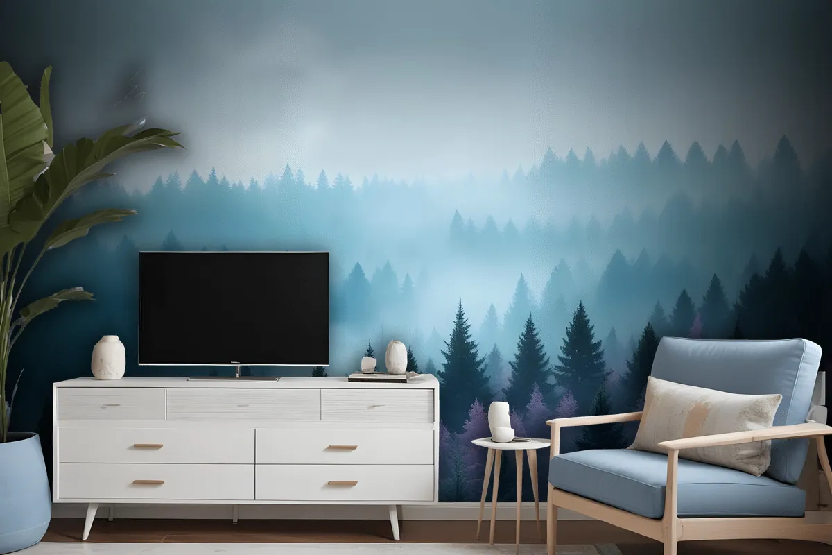 Misty Forest View Wallpaper Mural