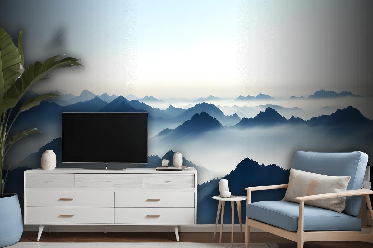 Misty Mountain Landscape Fog Wallpaper Mural