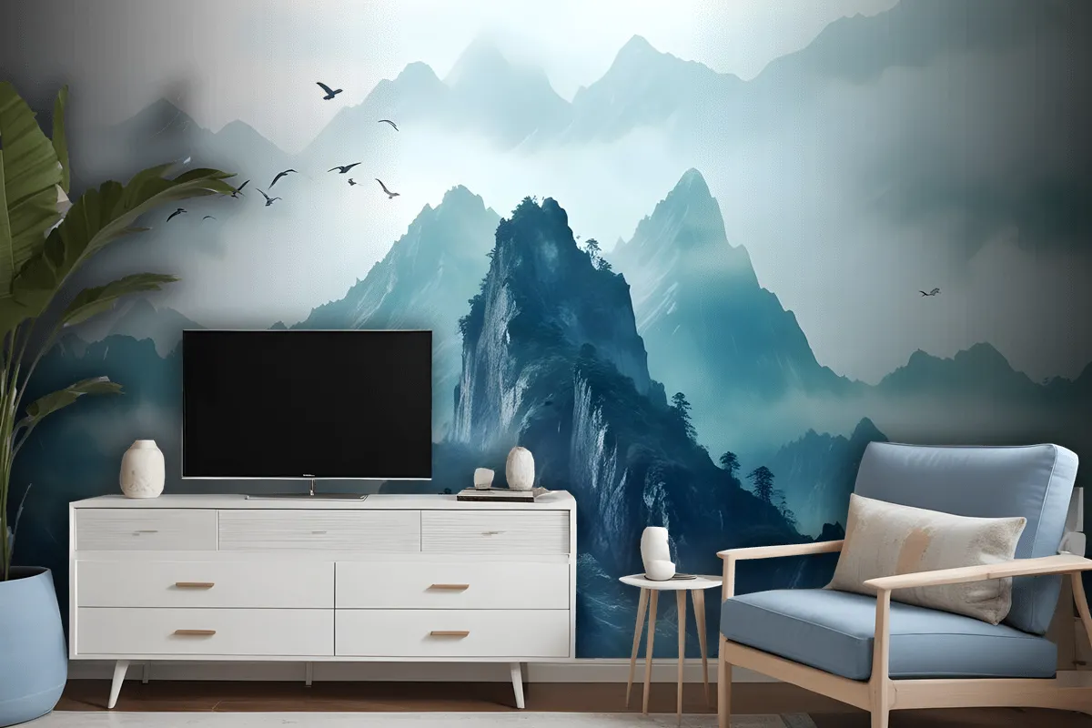 Misty Mountain Landscape Wallpaper Mural