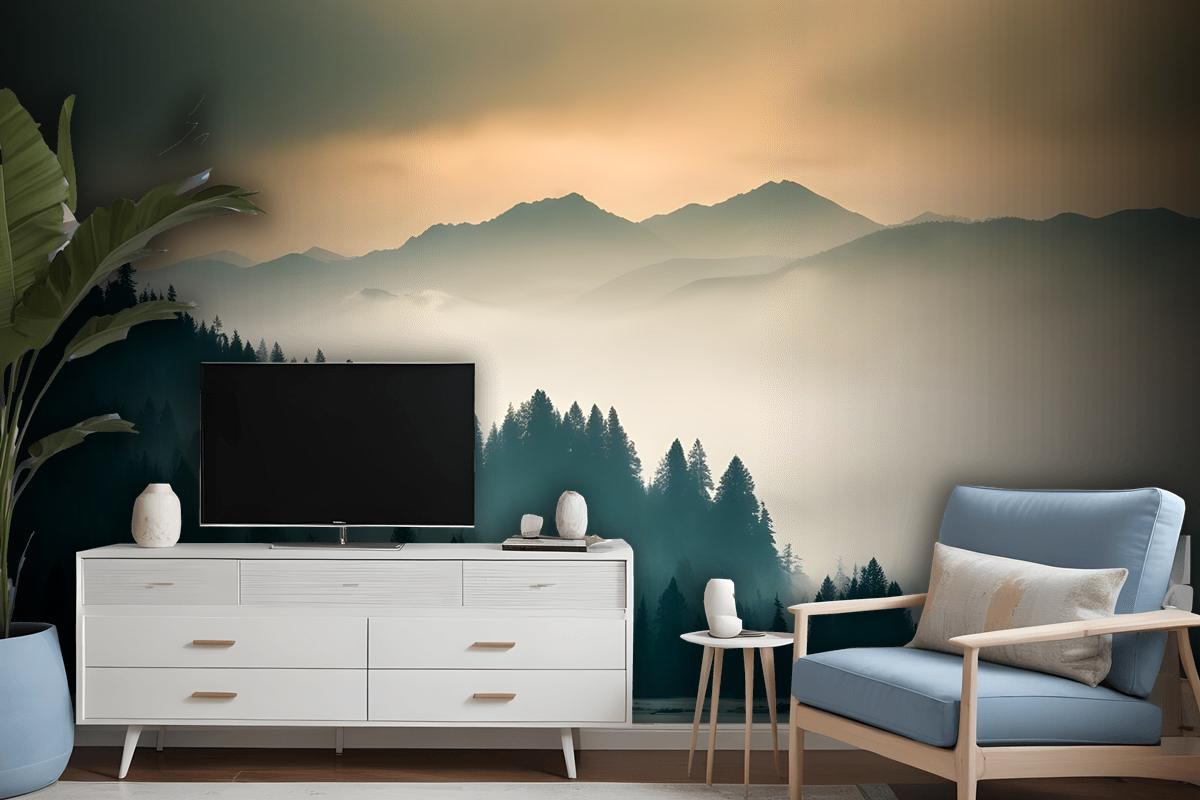 Misty Mountain View Wallpaper Mural