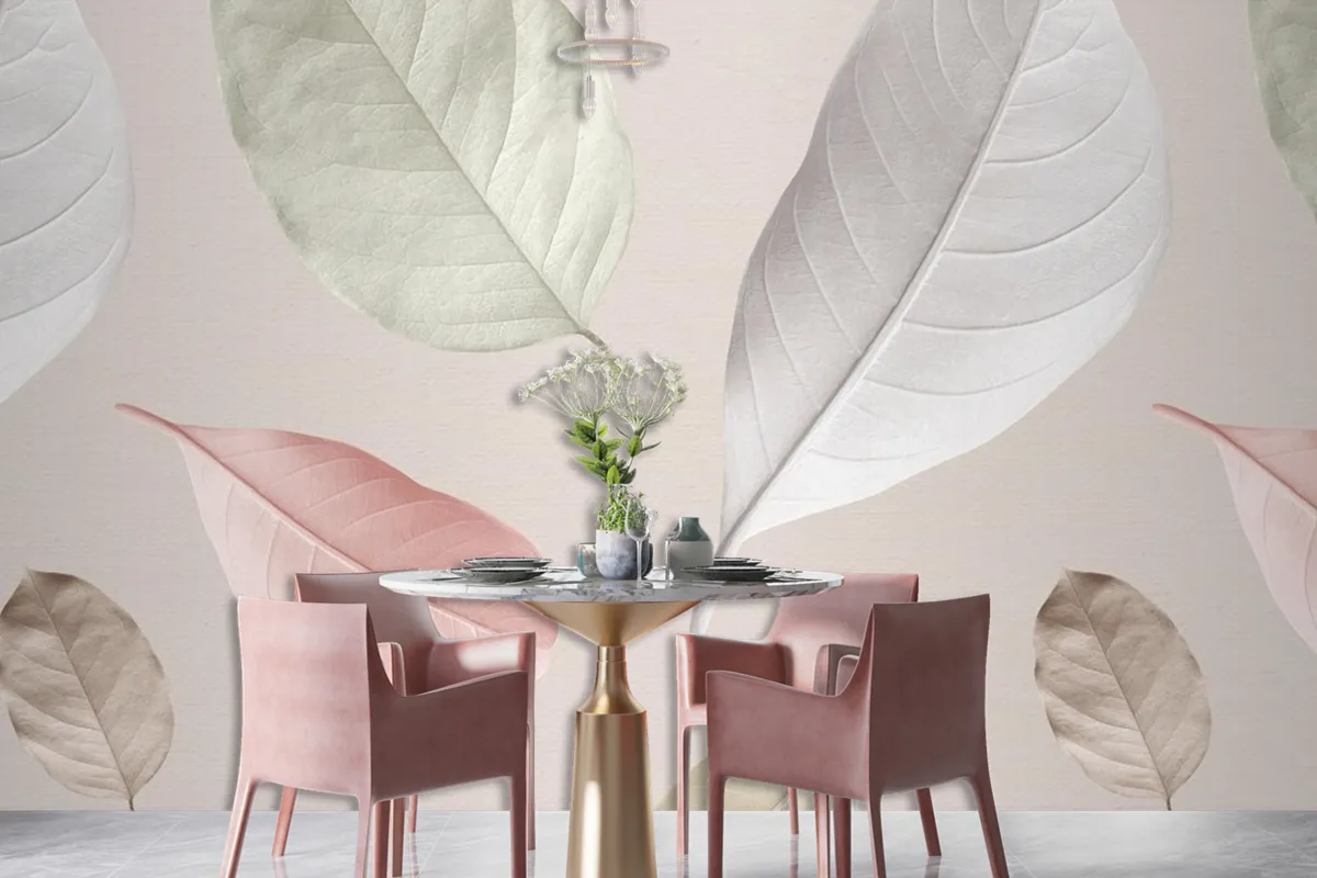 Mix Of Pastel Leaves Design Resource Wallpaper Mural