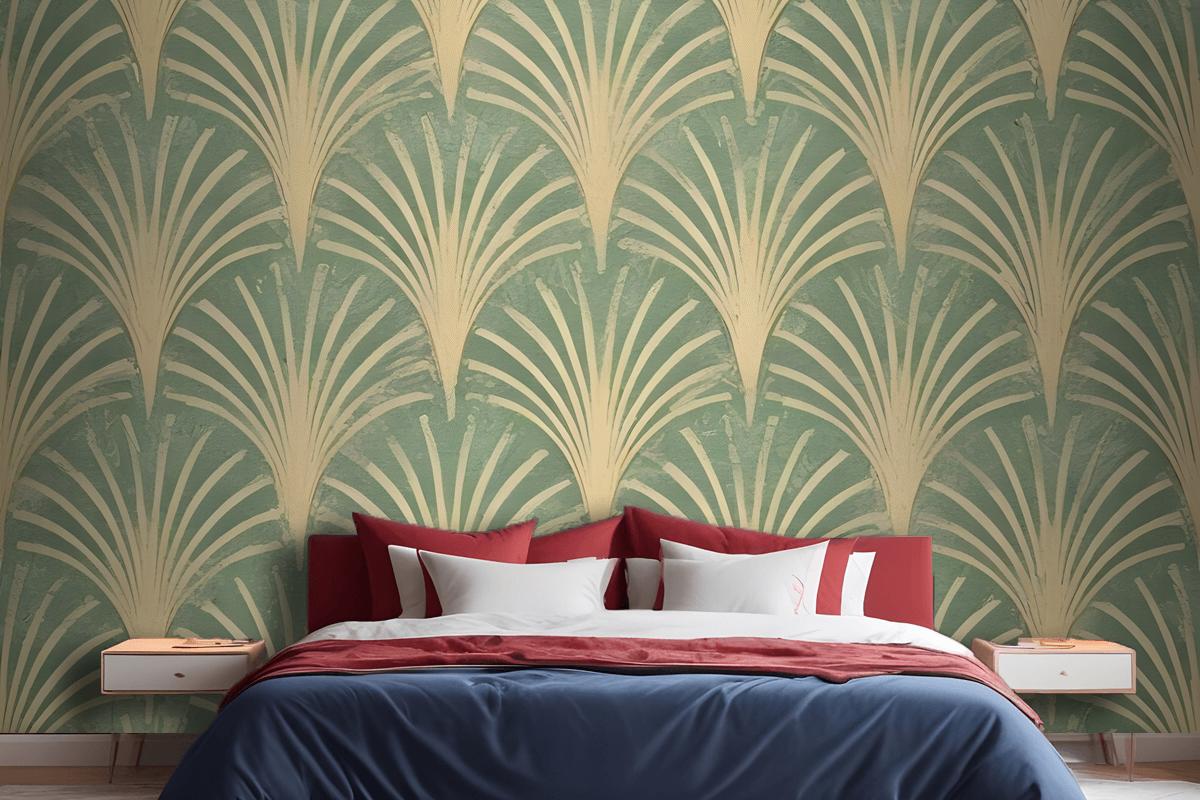 Modern Eau De Nil Art Deco Gold Lines Wallpaper Mural