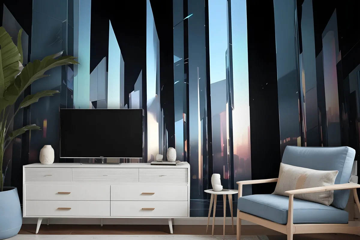 Modern Flat Black And White Bright And Reflective Atmosphere Light Effects Wallpaper Mural