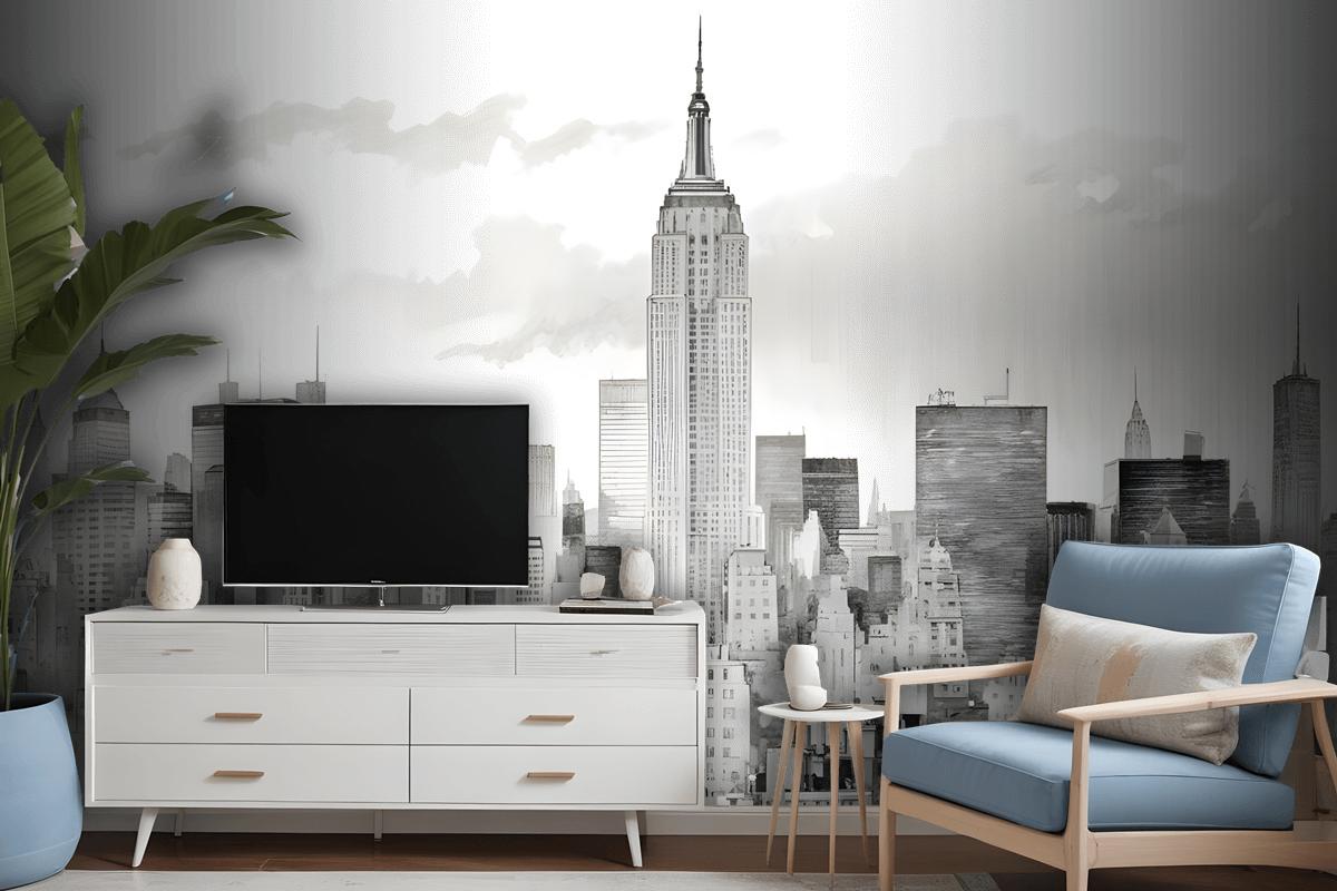 Monochrome Charcoal New York City Wallpaper Mural