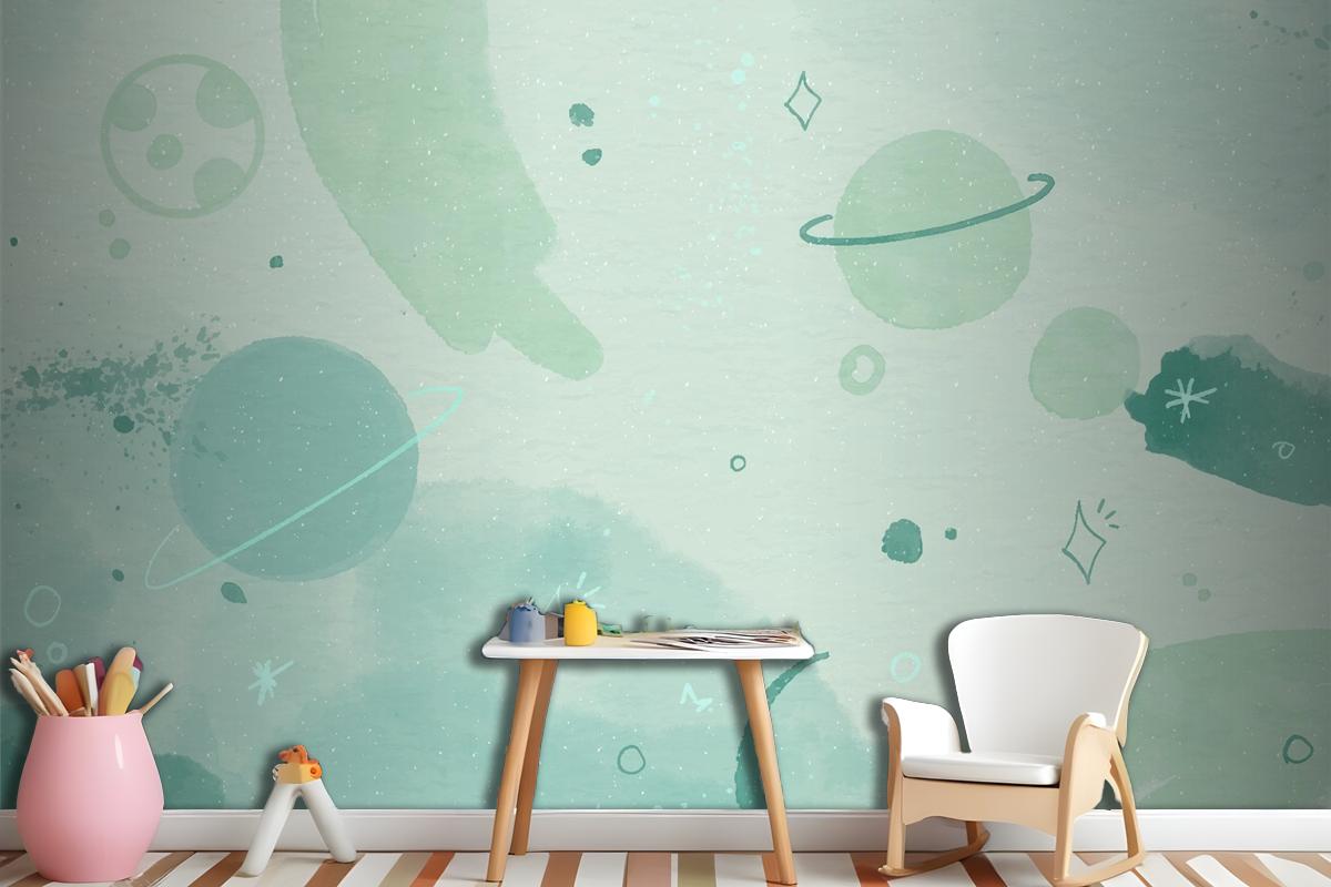 Monochrome Watercolor Galaxy Wallpaper Mural