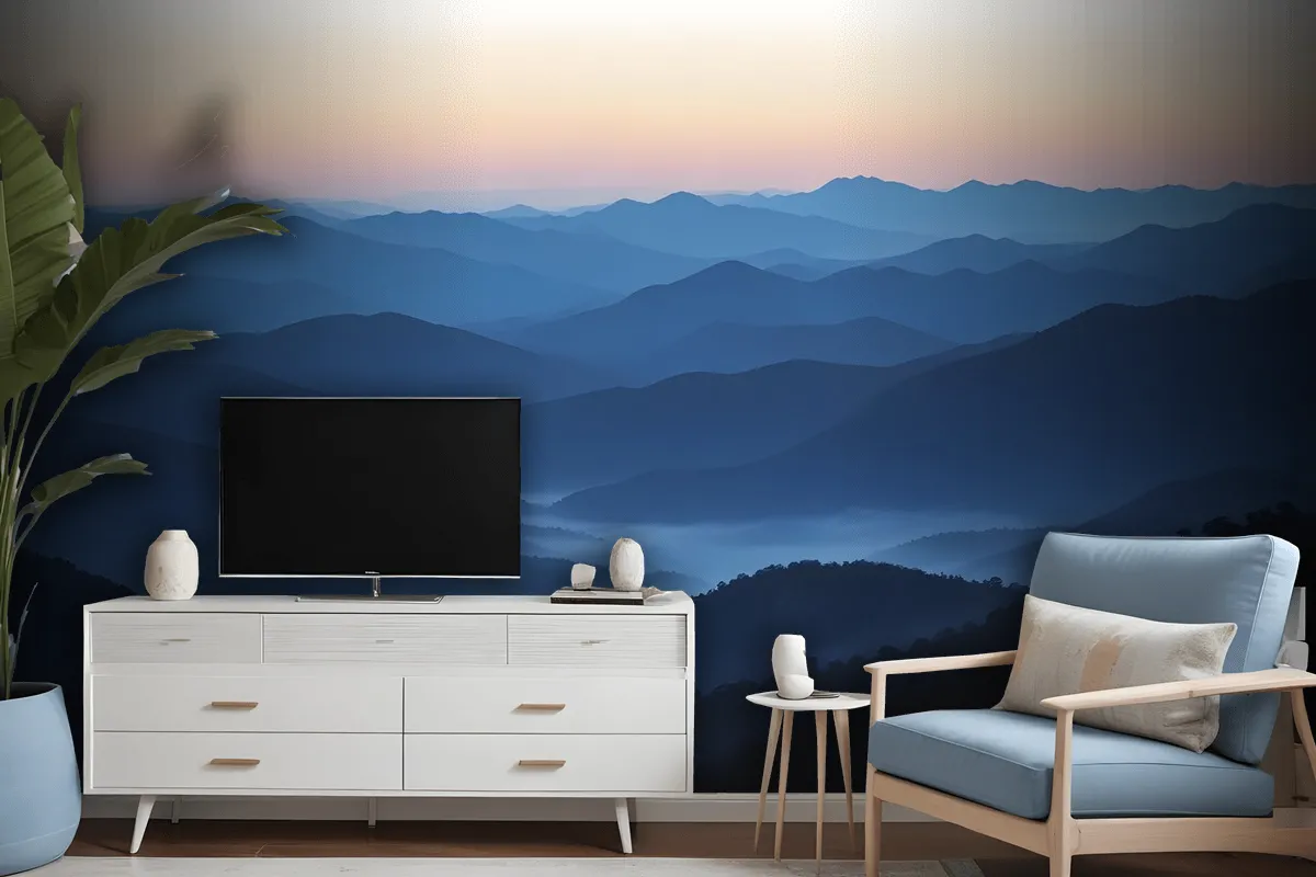 Mountain Silhouette At Sunset Wallpaper Mural