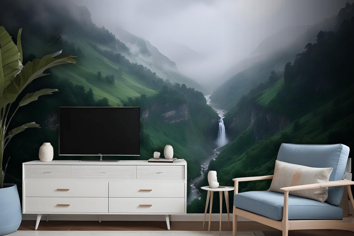 Mountain Waterfall Wallpaper Mural