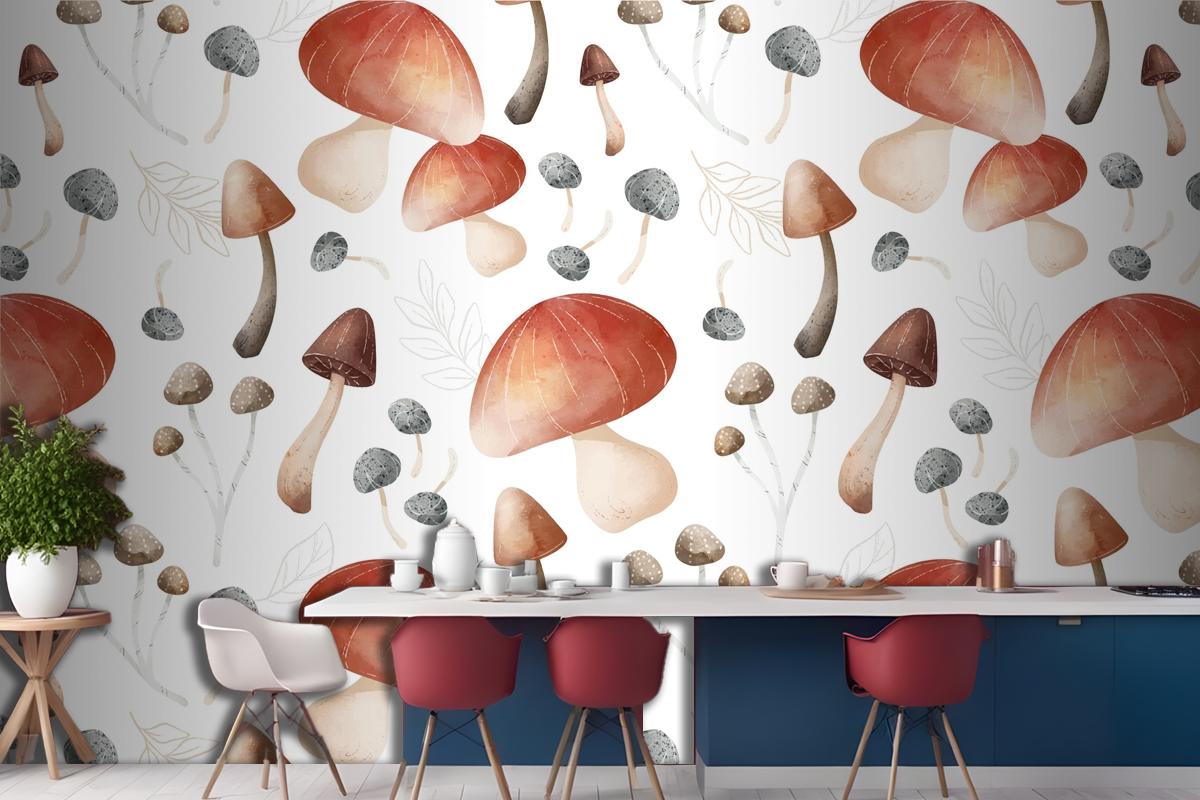 Mushroom Pattern Wallpaper Mural